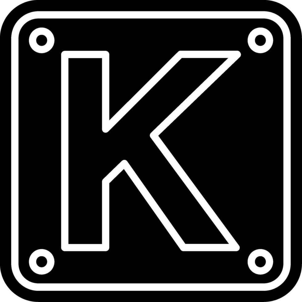 Letter K Glyph Icon vector