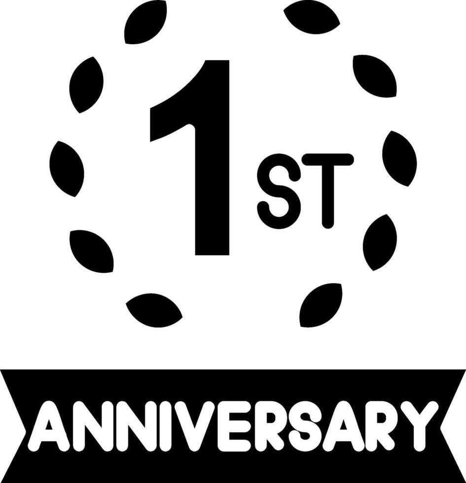 1st Anniversary Glyph Icon vector
