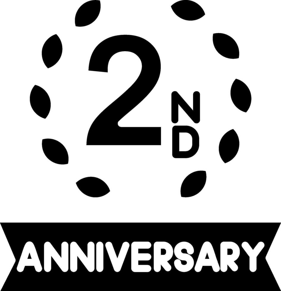 2nd Anniversary Glyph Icon vector