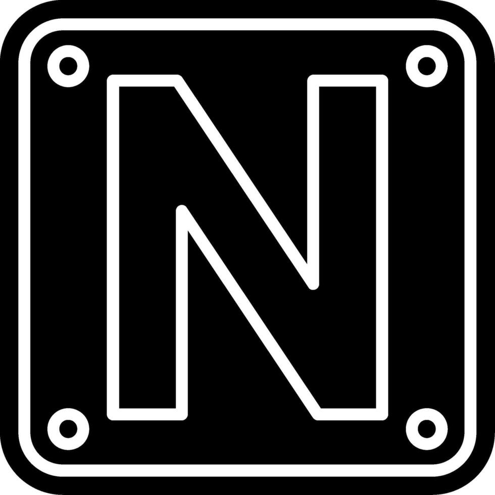 Letter N Glyph Icon vector