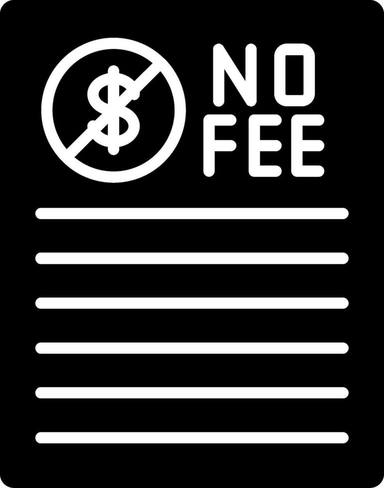 No Fee Glyph Icon vector
