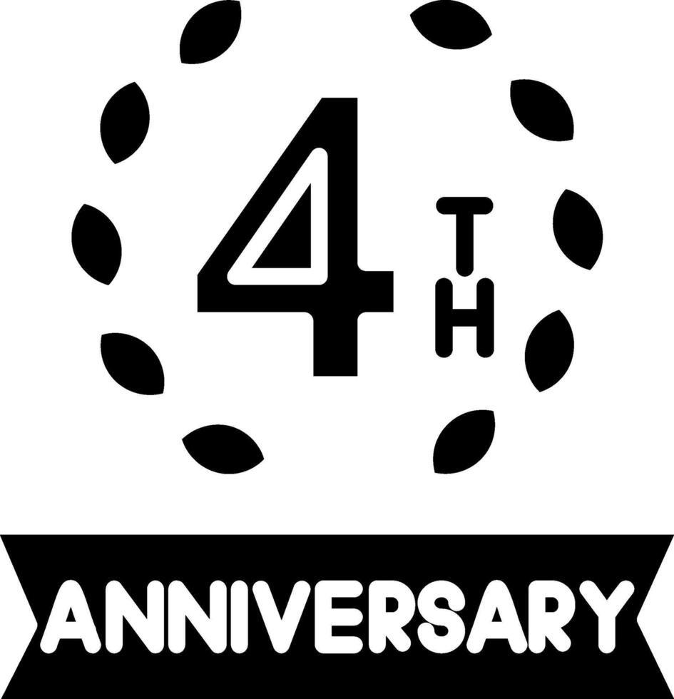 4th Anniversary Glyph Icon vector