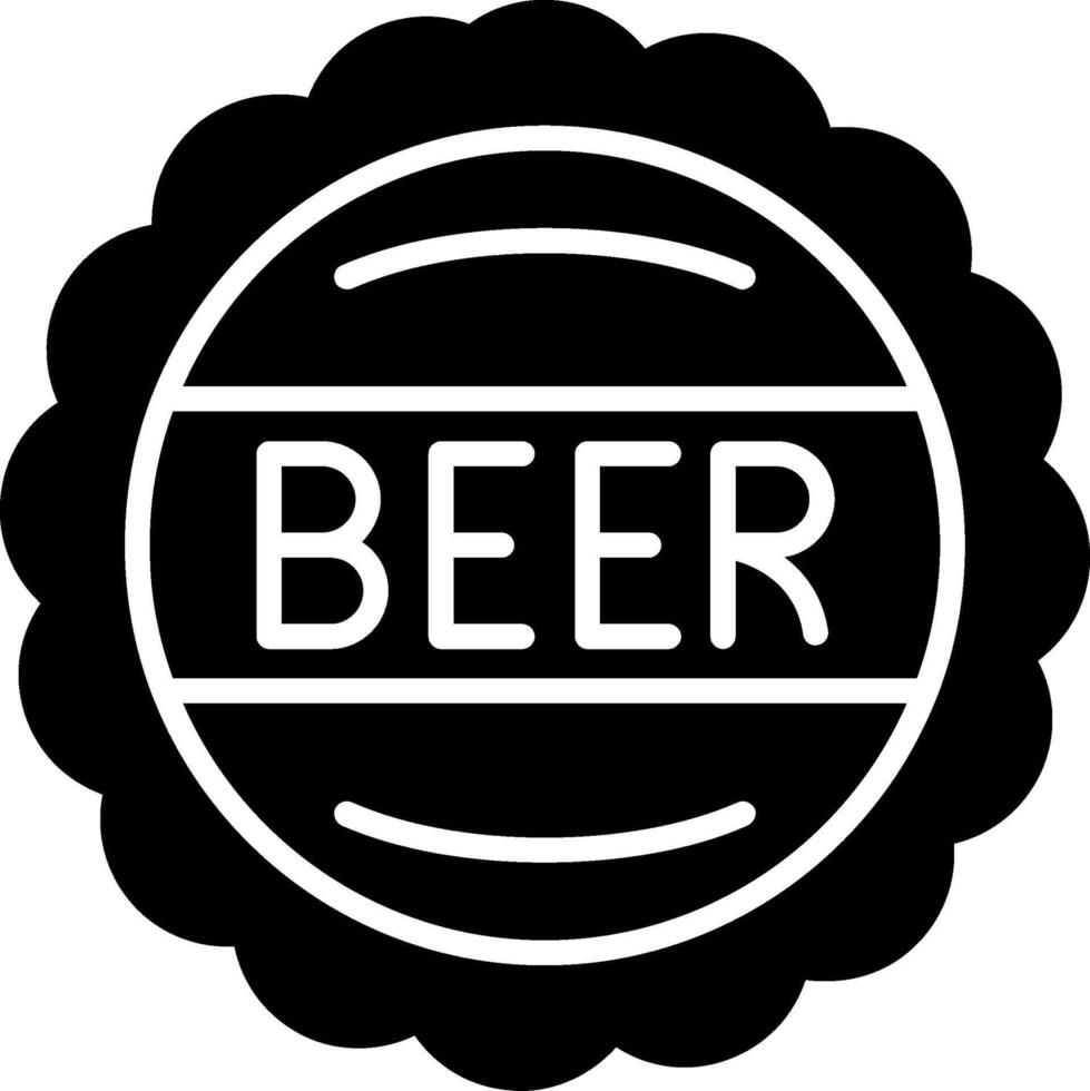 Beer Cap Glyph Icon vector