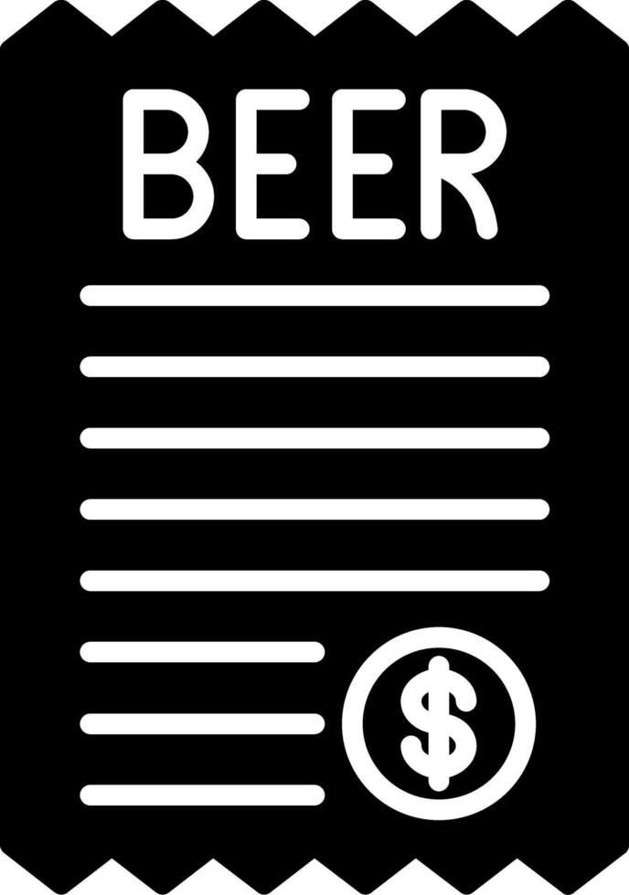 Beer Bill Glyph Icon vector