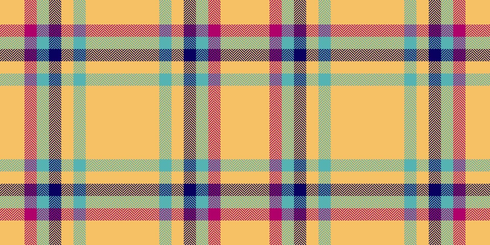 Aged background seamless plaid, strong textile fabric check. Female tartan pattern texture in amber and teal colors. vector