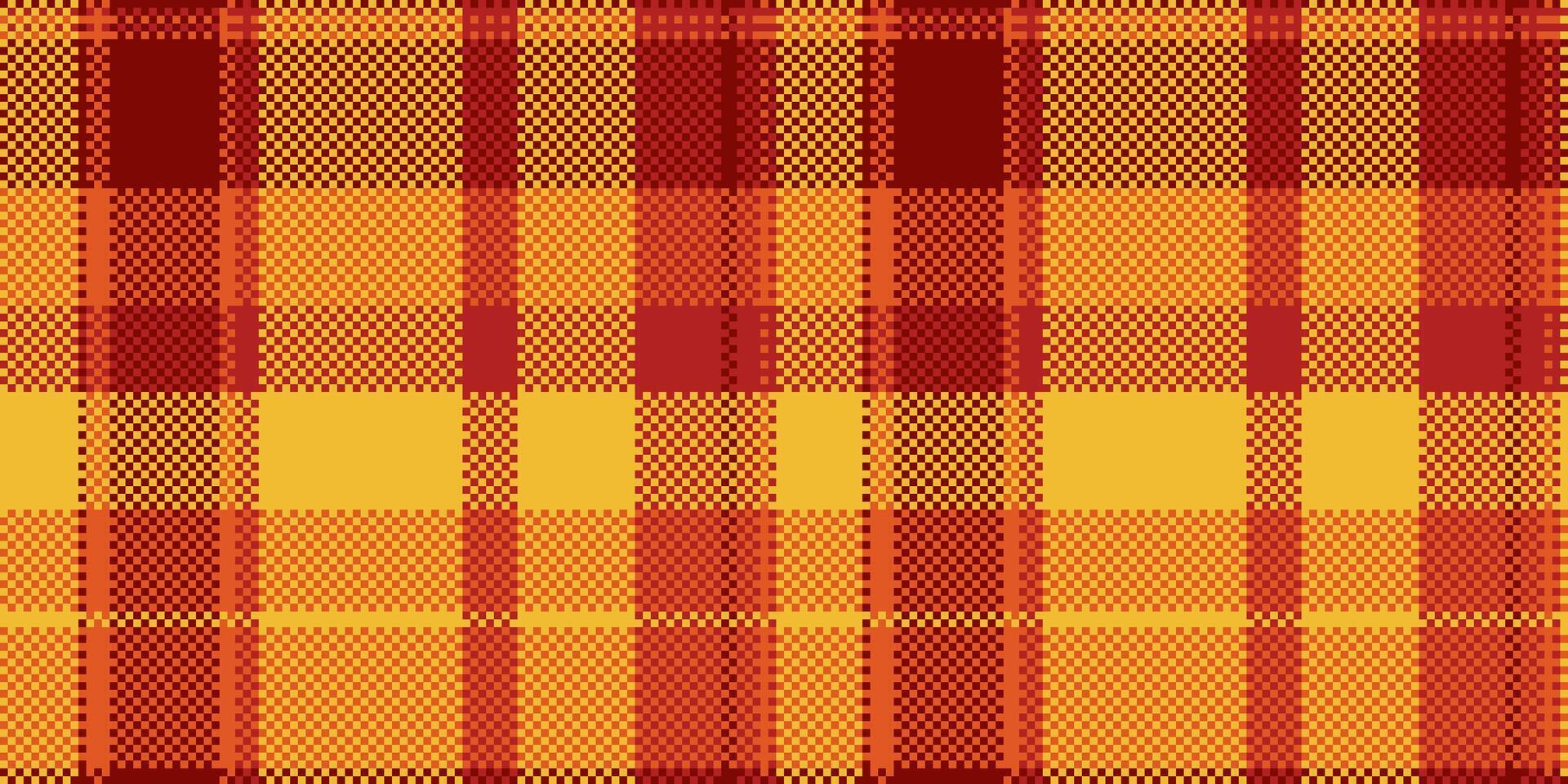 Weave pattern tartan check, cross background seamless. Flooring texture plaid textile fabric in amber and orange colors. vector