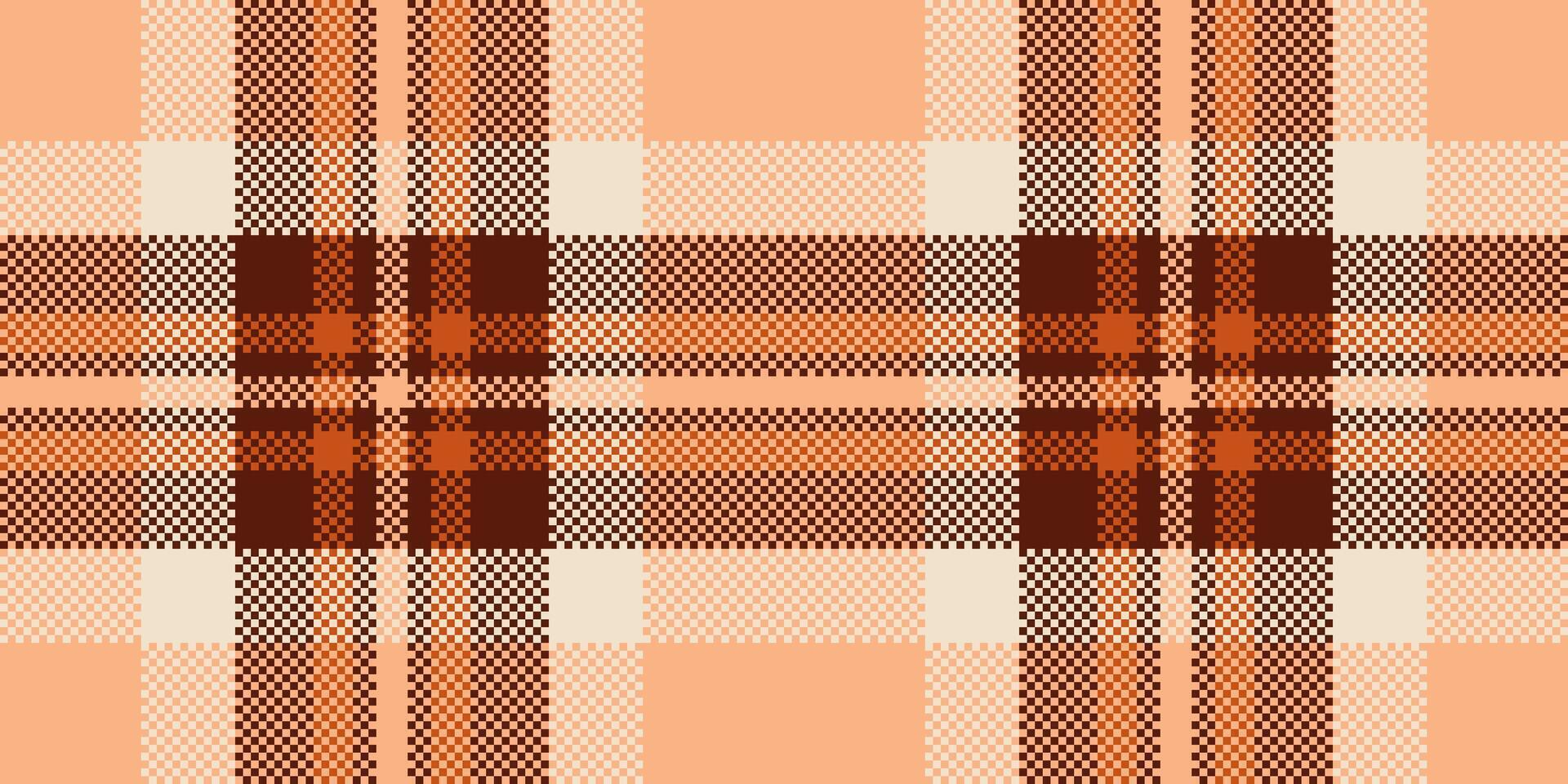 Shape seamless plaid fabric, wide tartan pattern textile. Outside check texture background in orange and red colors. vector