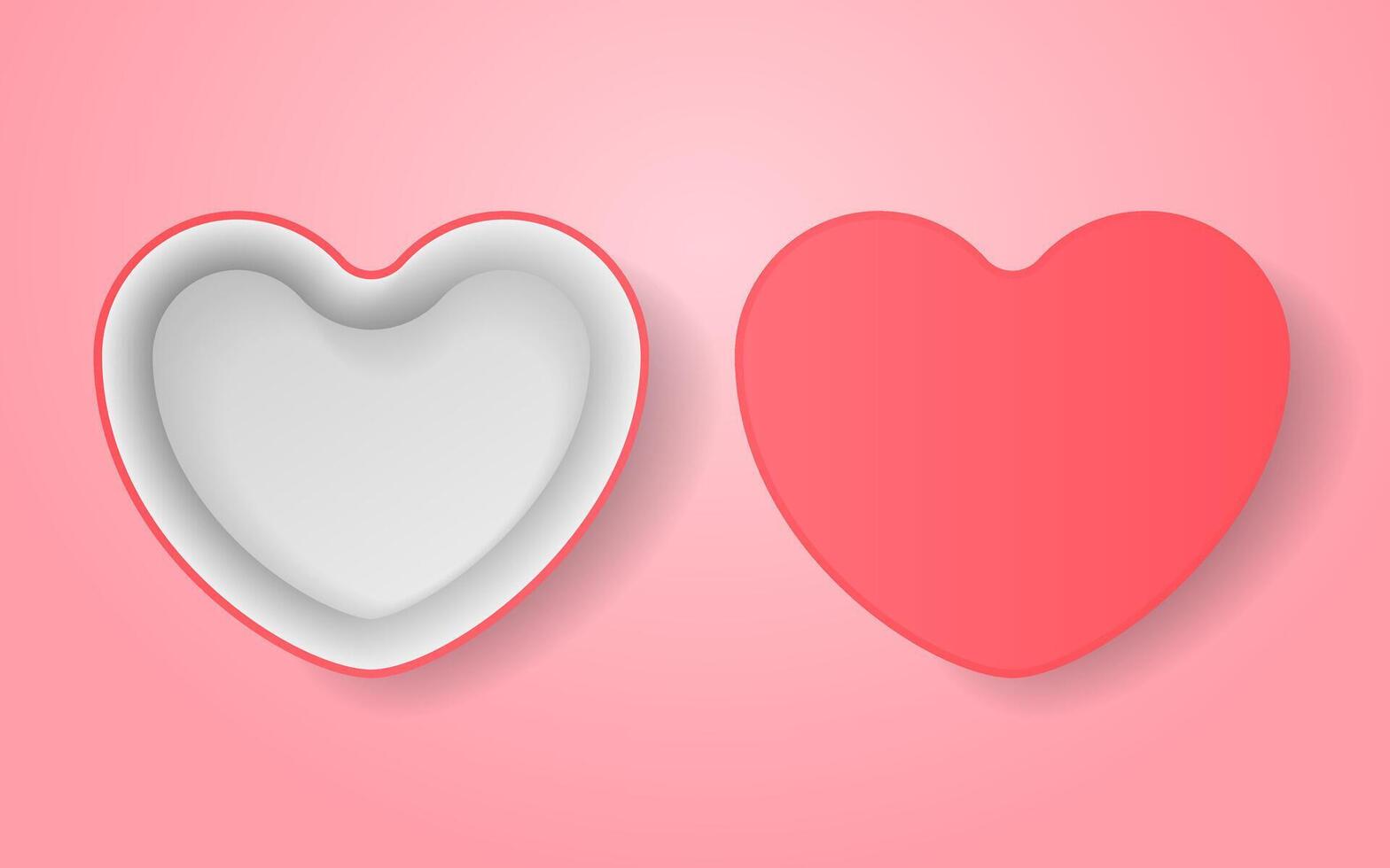 Realistic pink box heart form. illustration vector