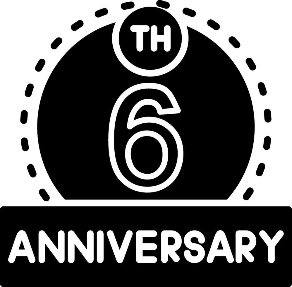 6th Anniversary Glyph Icon vector