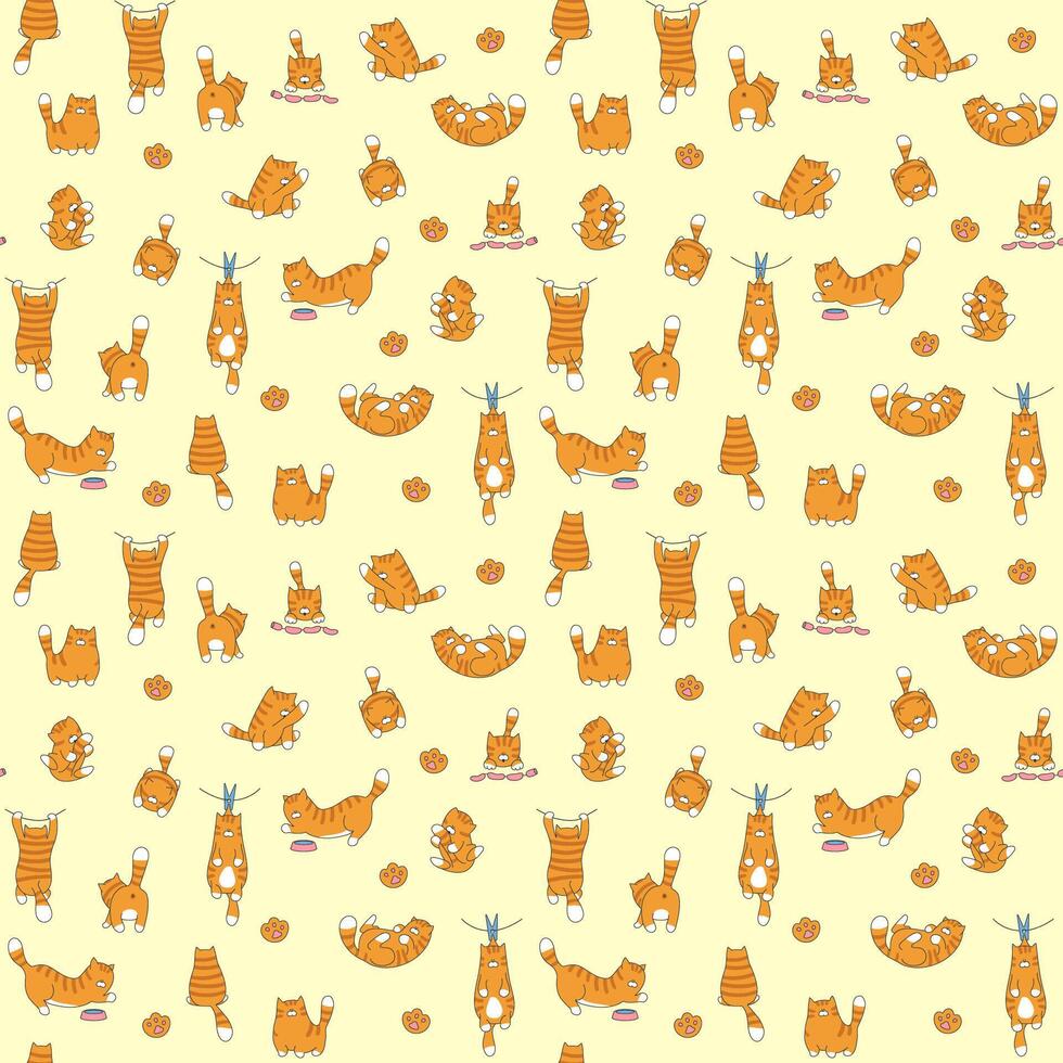 Cats seamless pattern . Cartoon cat background for baby, child fabric print. vector