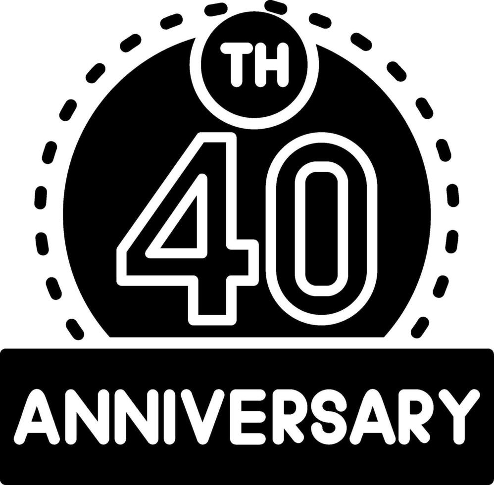 40th Anniversary Glyph Icon vector