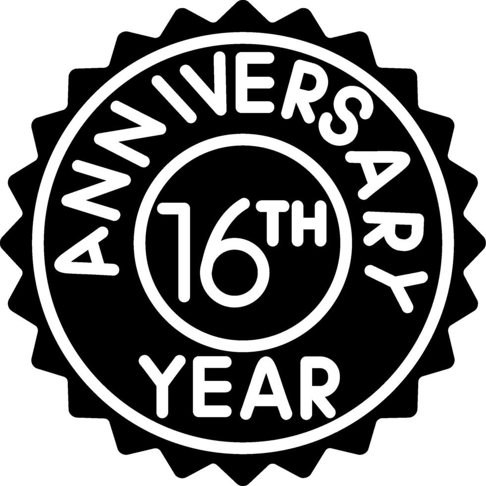 16th Anniversary Glyph Icon vector