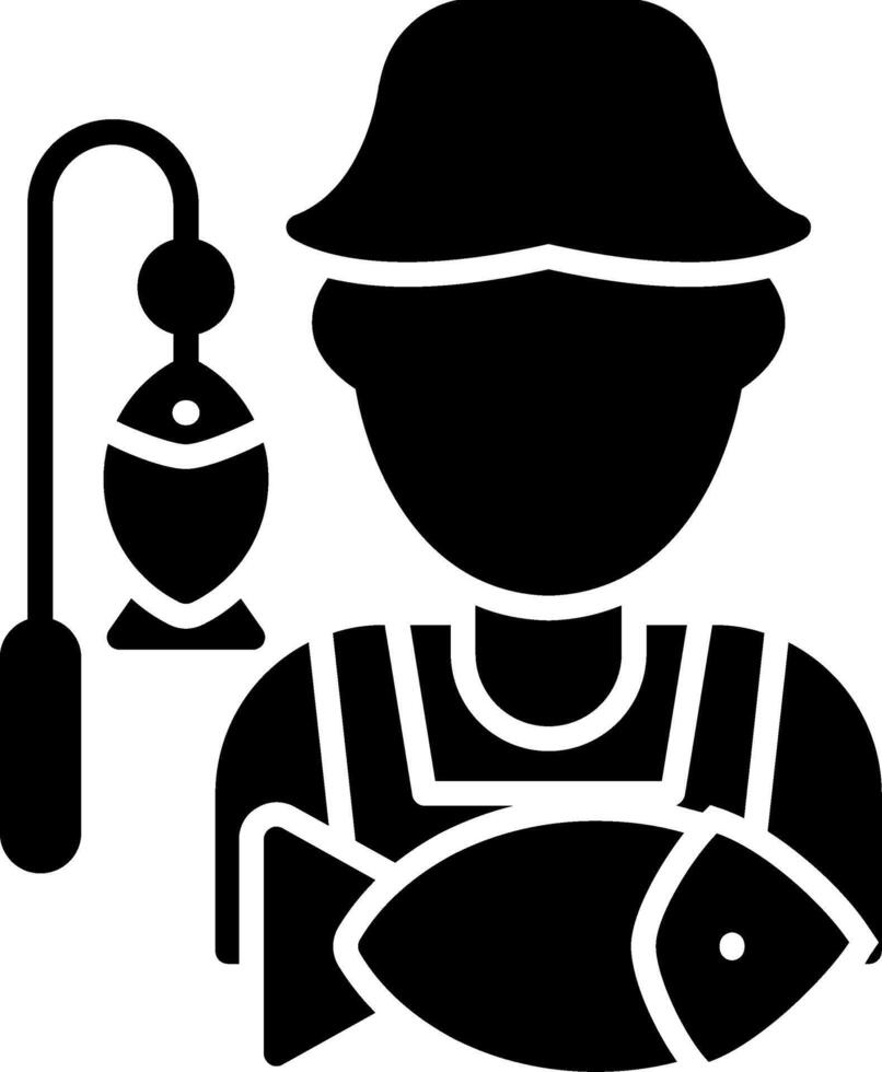 Fisherman Glyph Icon vector