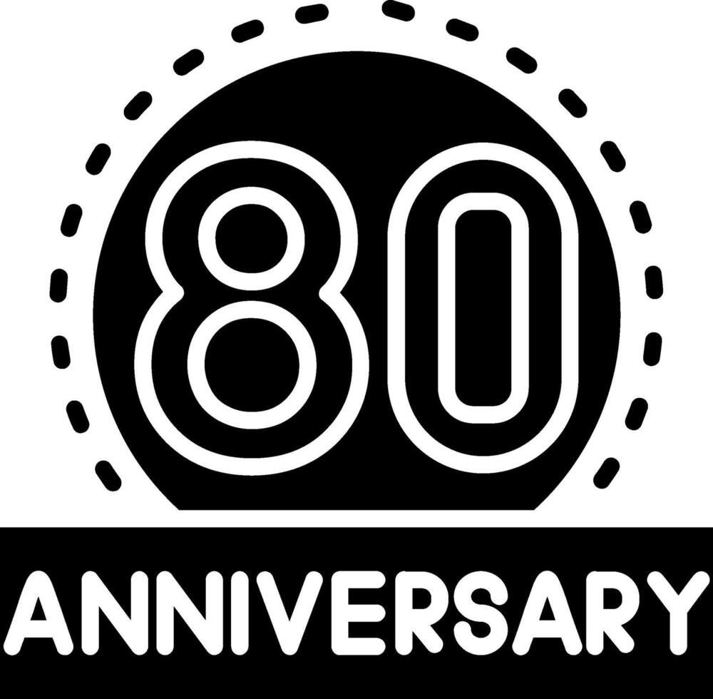 80 Anniversary Glyph Icon vector