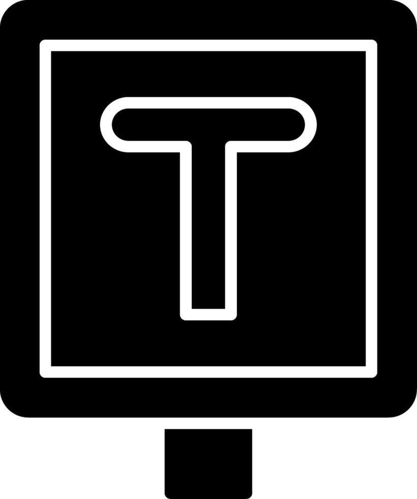 T Junction Glyph Icon vector