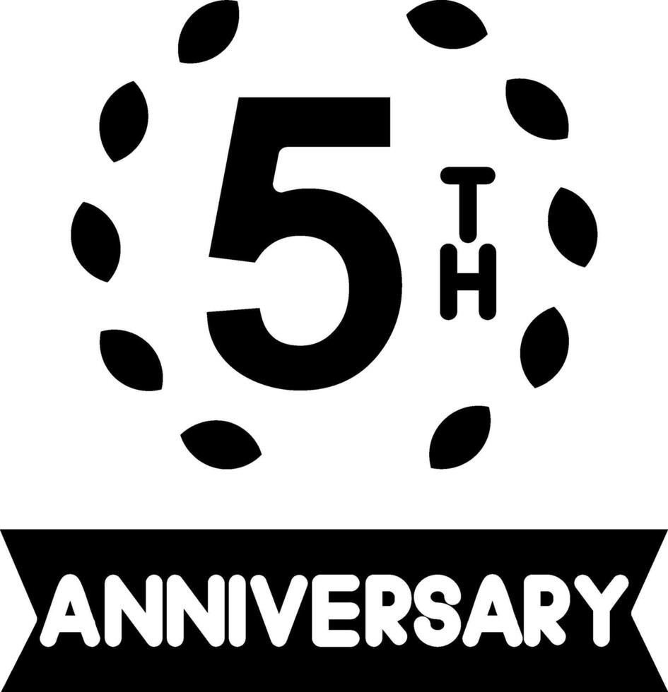 5th Anniversary Glyph Icon vector