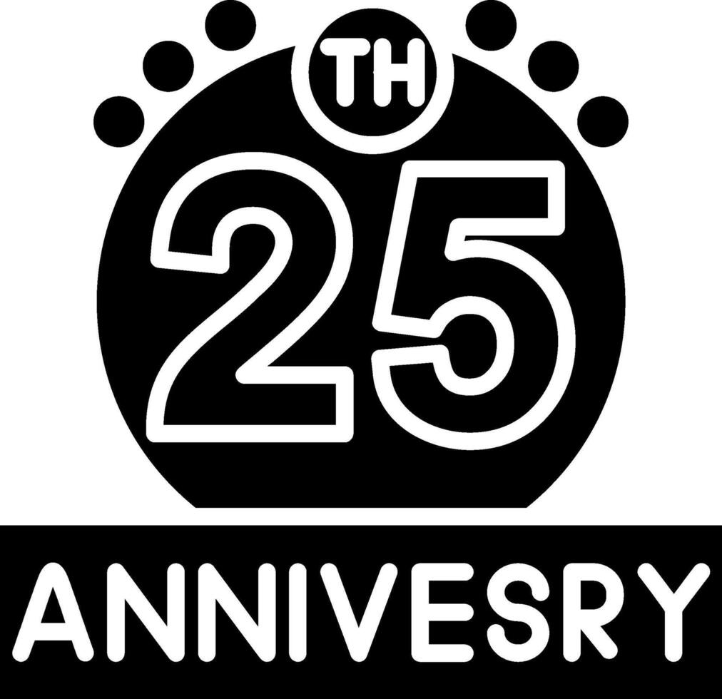 25th Anniversary Glyph Icon vector