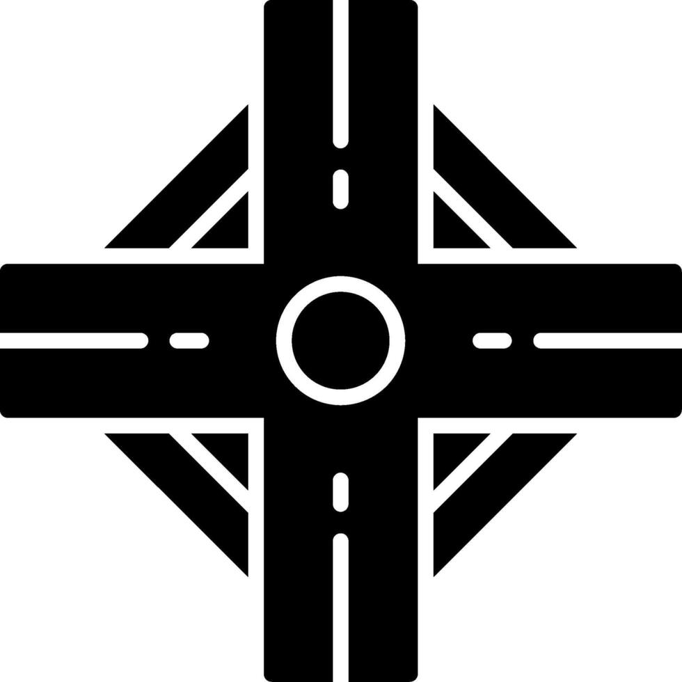 Road Intersection Glyph Icon vector