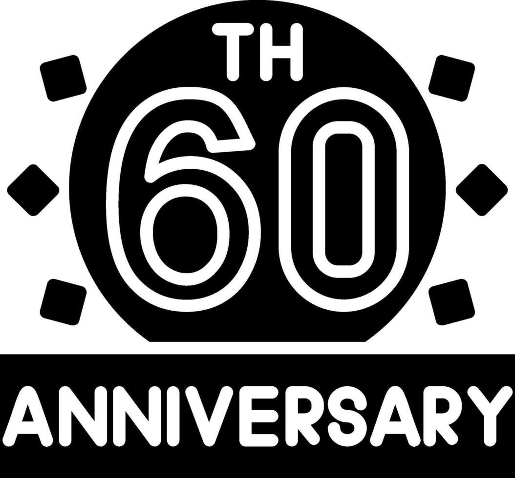 60th Anniversary Glyph Icon vector