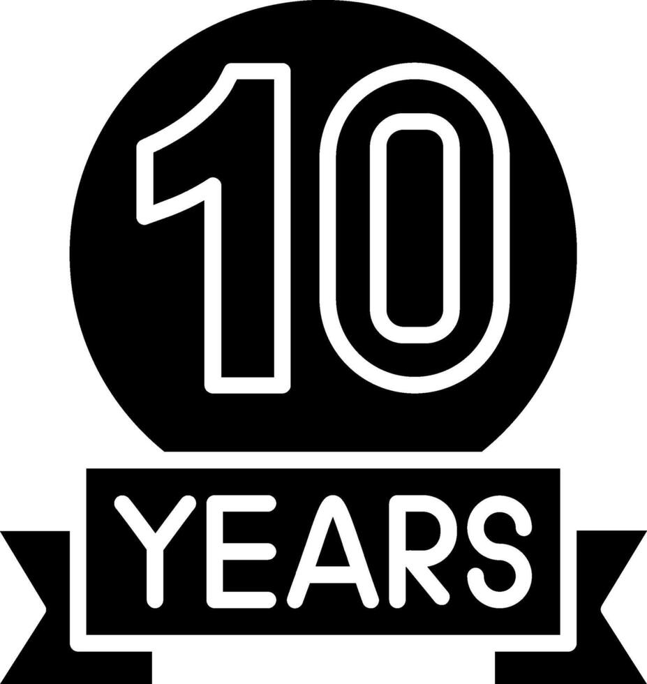 10 Years Anniversary Glyph Icon vector