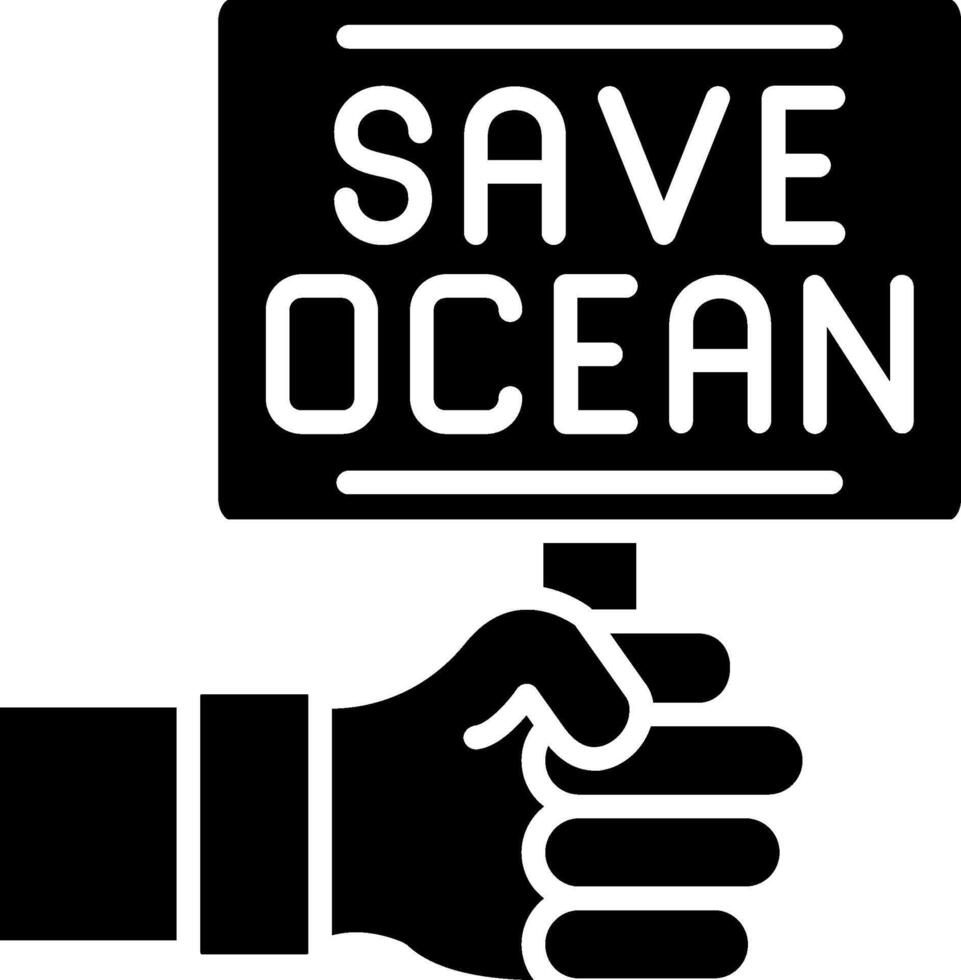 Save Ocean Glyph Icon vector