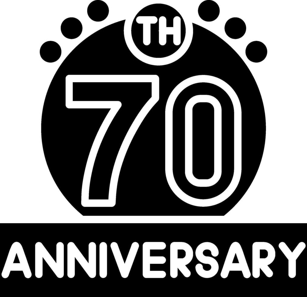 70th Anniversary Glyph Icon vector