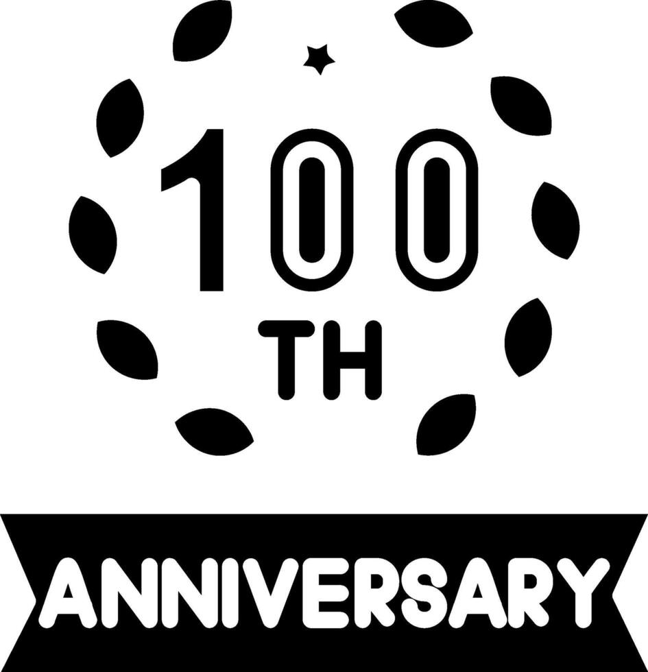 100th Anniversary Glyph Icon vector