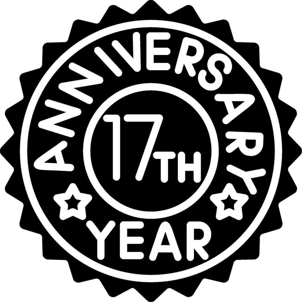 17th Anniversary Glyph Icon vector