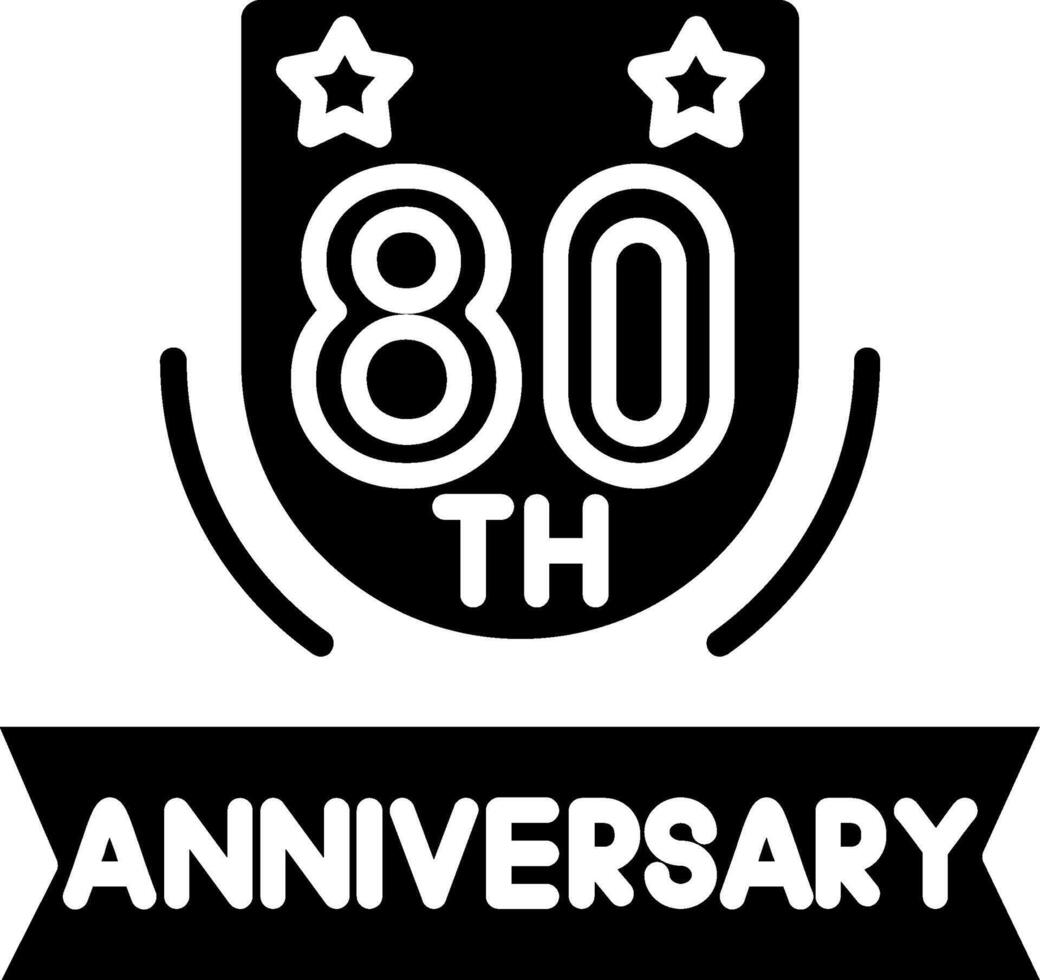 80th Anniversary Glyph Icon vector