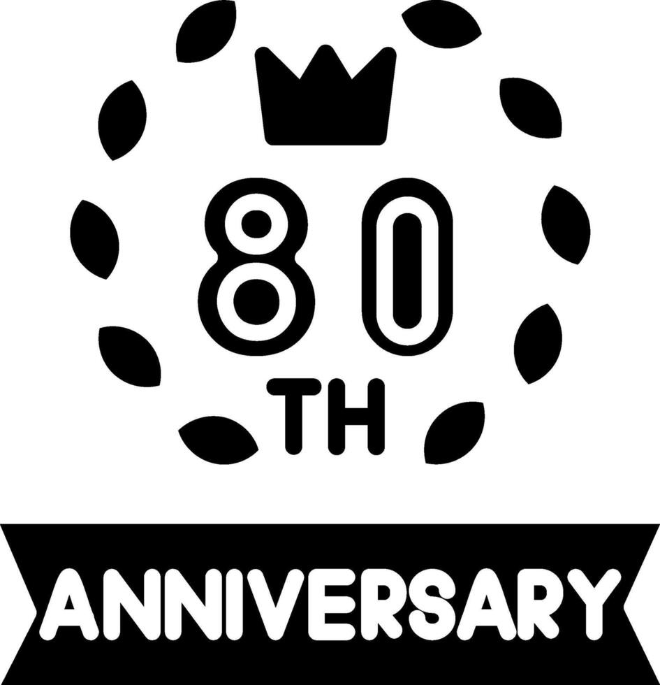 80th Anniversary Glyph Icon vector