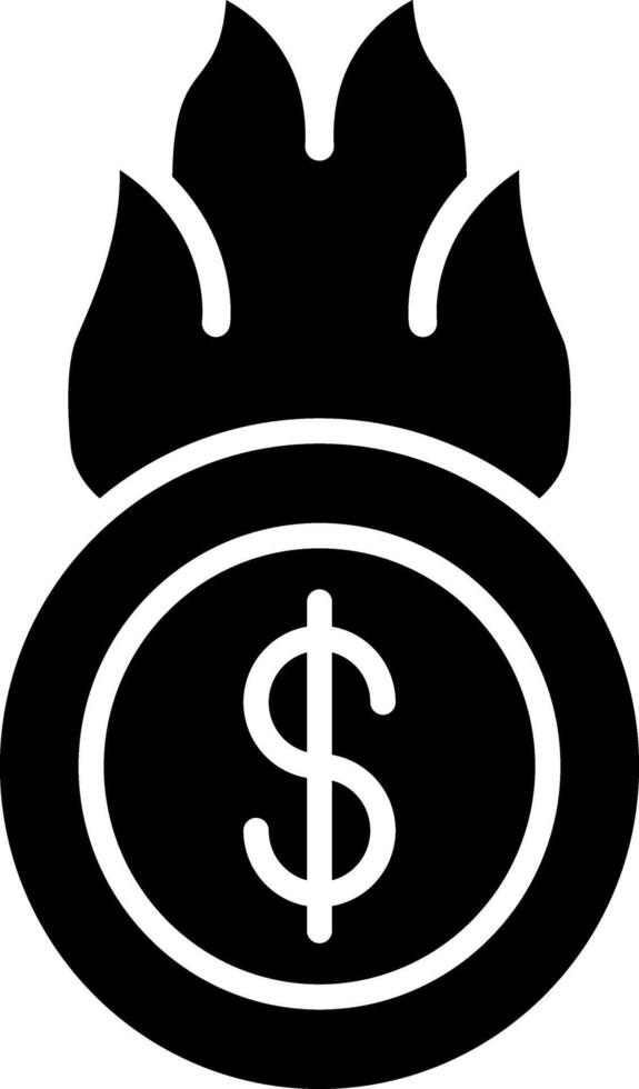 Burn Coin Glyph Icon vector