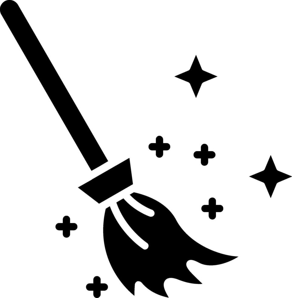 Magic Broom Glyph Icon vector