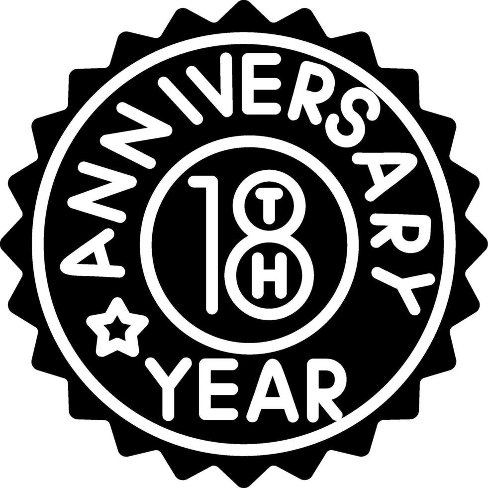 18th Anniversary Glyph Icon vector