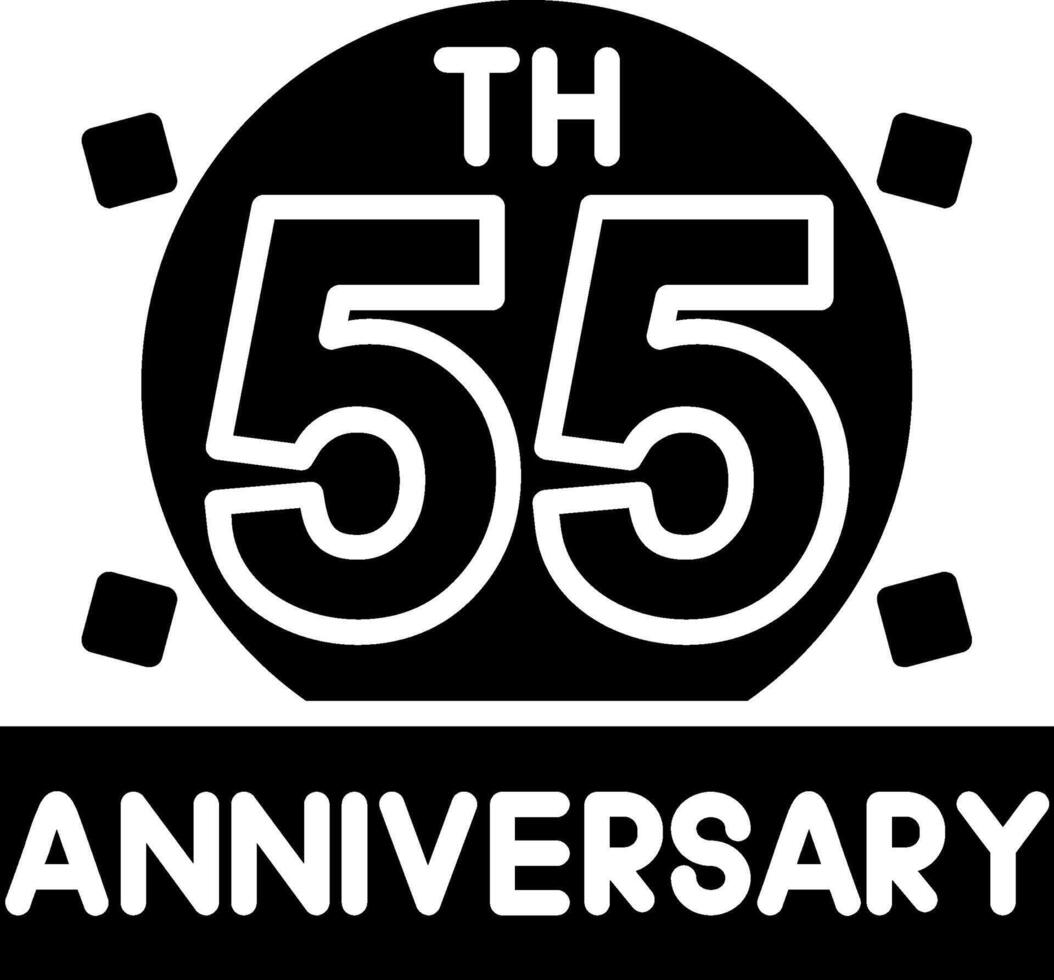 55th Anniversary Glyph Icon vector