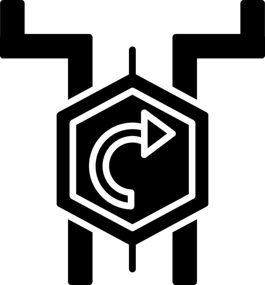 Turn Right Glyph Icon vector