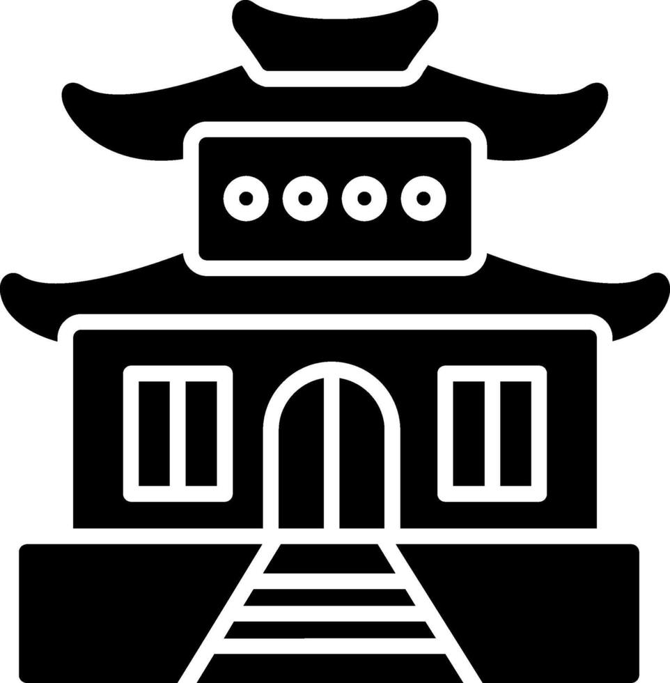 Chinese Temple Glyph Icon vector