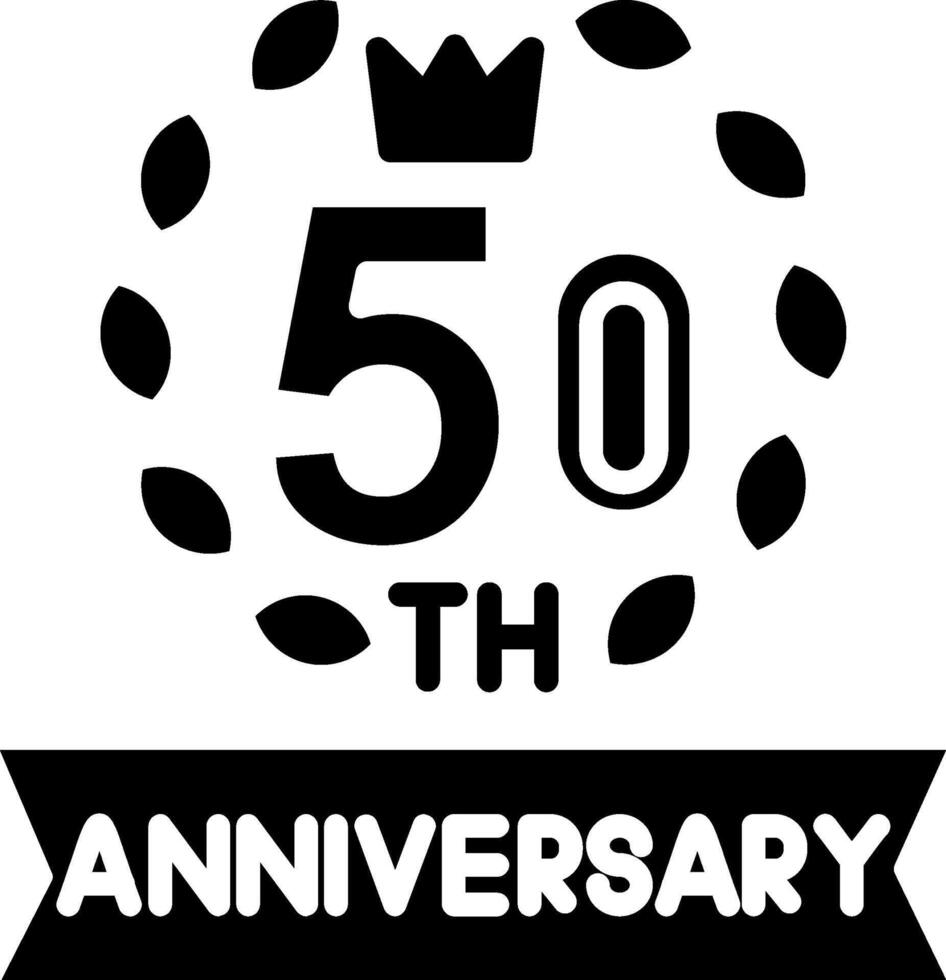 50th Anniversary Glyph Icon vector