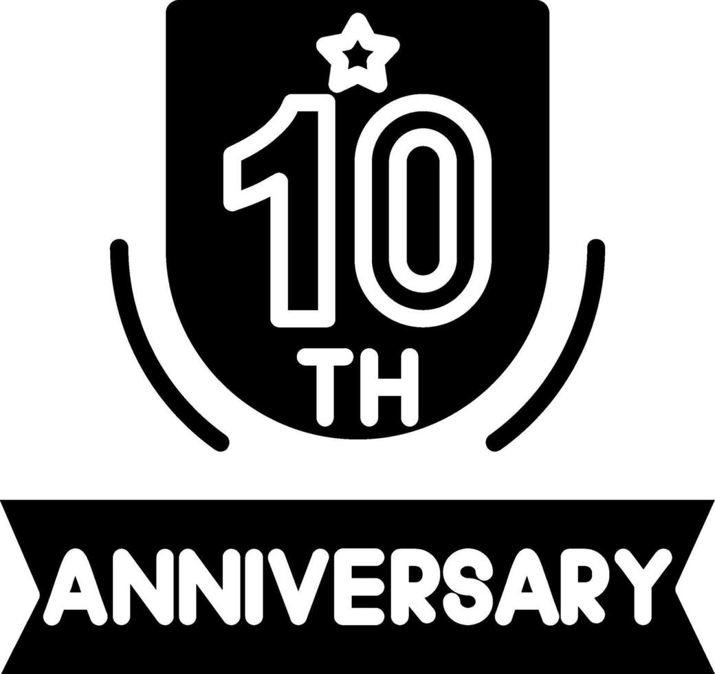 10th Anniversary Glyph Icon vector