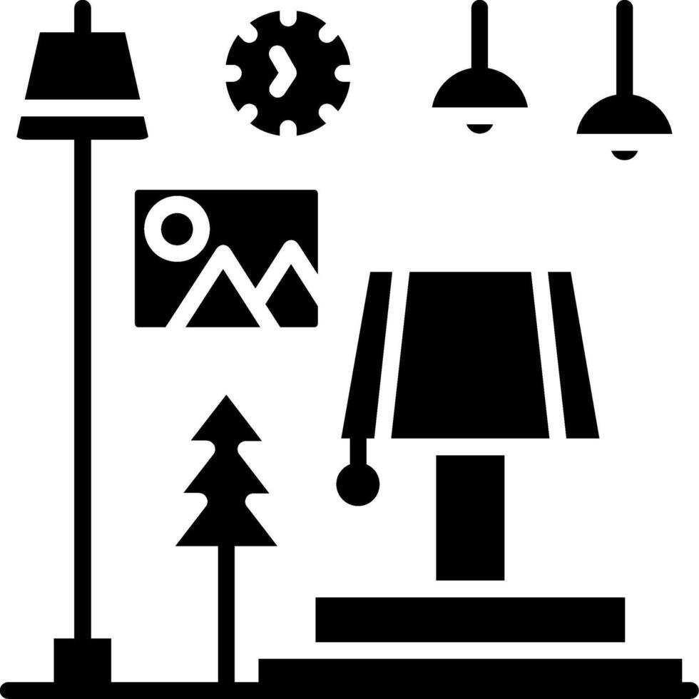 Floor Lamp Glyph Icon vector