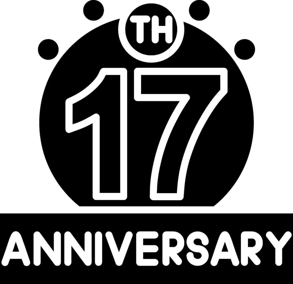 17th Anniversary Glyph Icon vector
