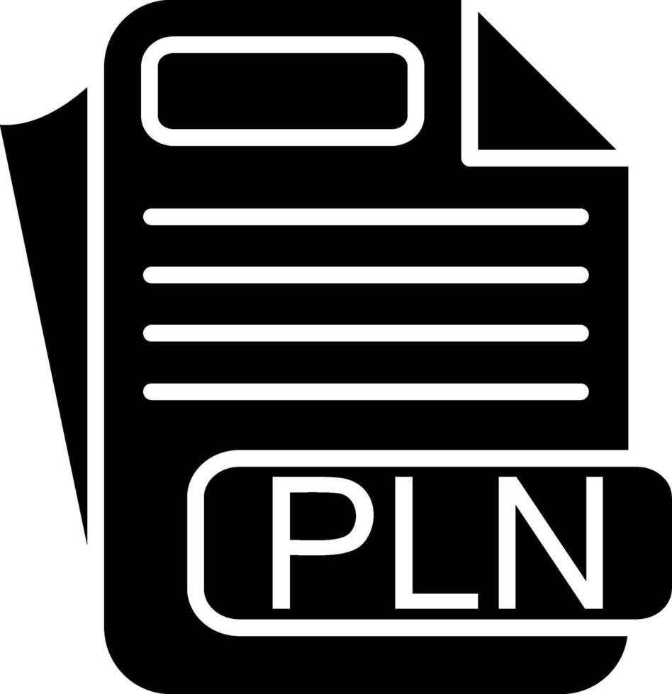 PLN File Format Glyph Icon vector