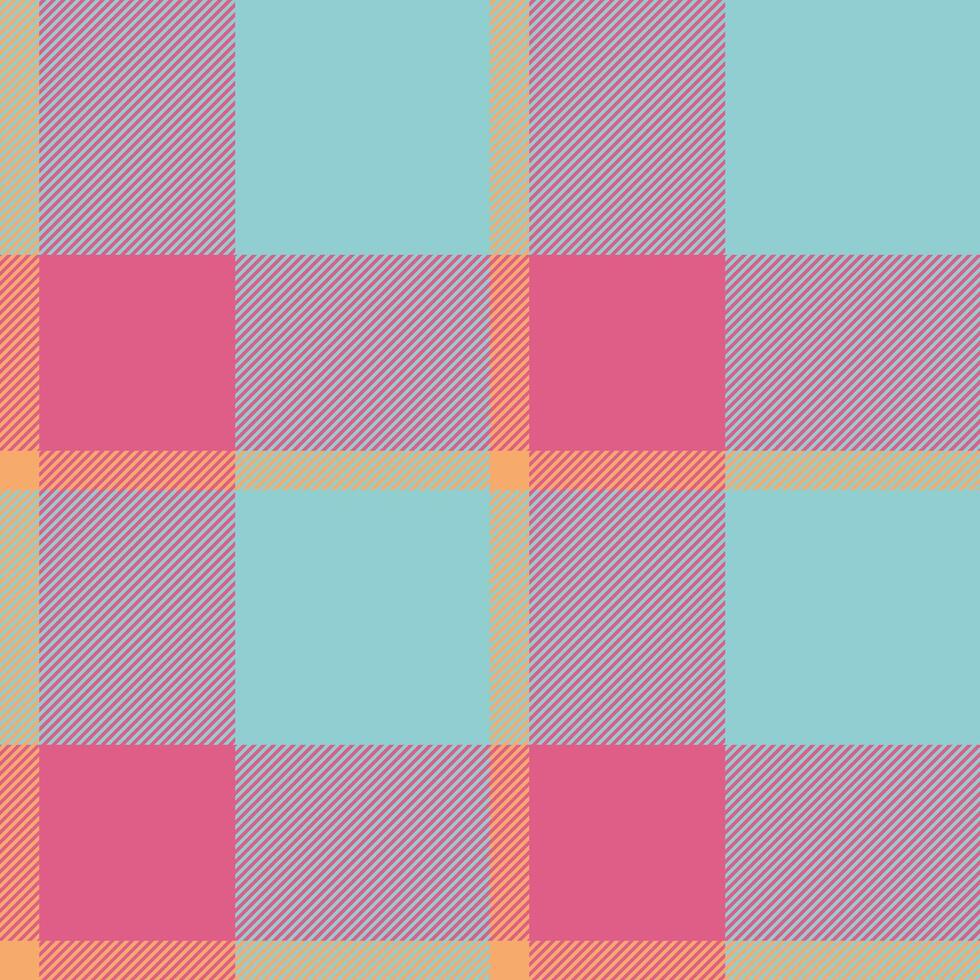 Hippy seamless fabric, folklore pattern tartan background. Fall plaid texture check textile in cyan and red colors. vector