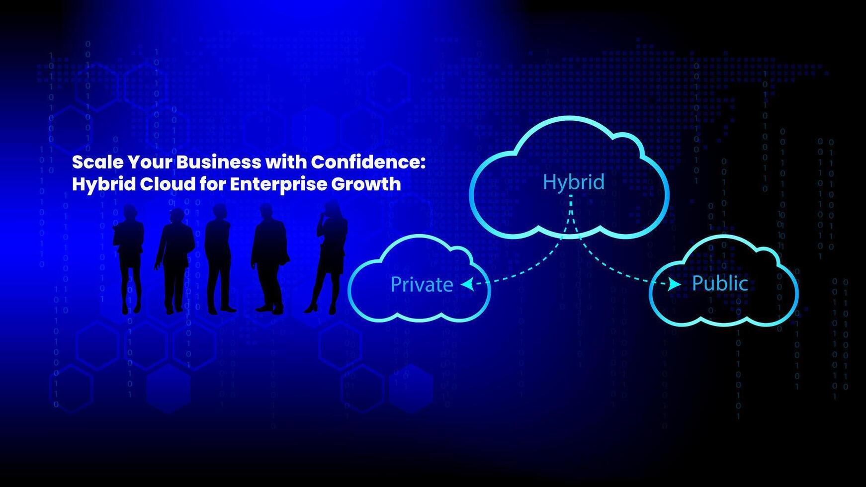 The hybrid cloud model fosters collaboration and connectivity, enabling businesses to streamline operations and improve efficiency vector