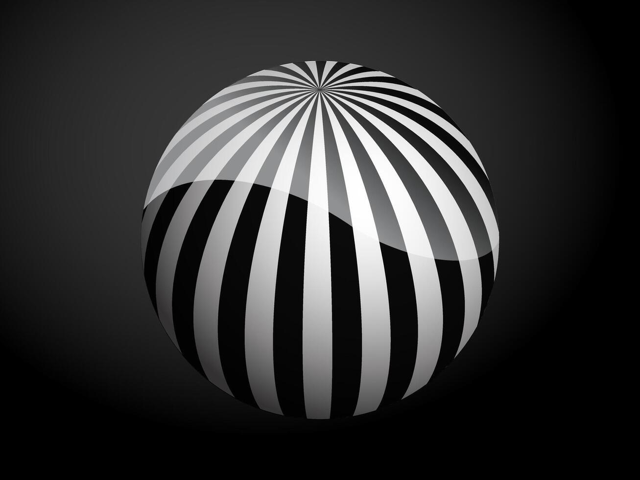 Abstract pattern cover black and white 3D ball. illustration on dark background. vector