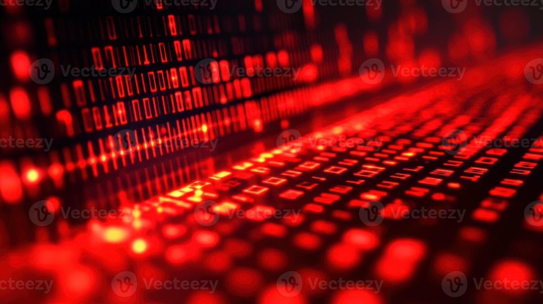 Binary numbers shine in deep red hues, creating a captivating digital atmosphere that suggests advanced technology photo