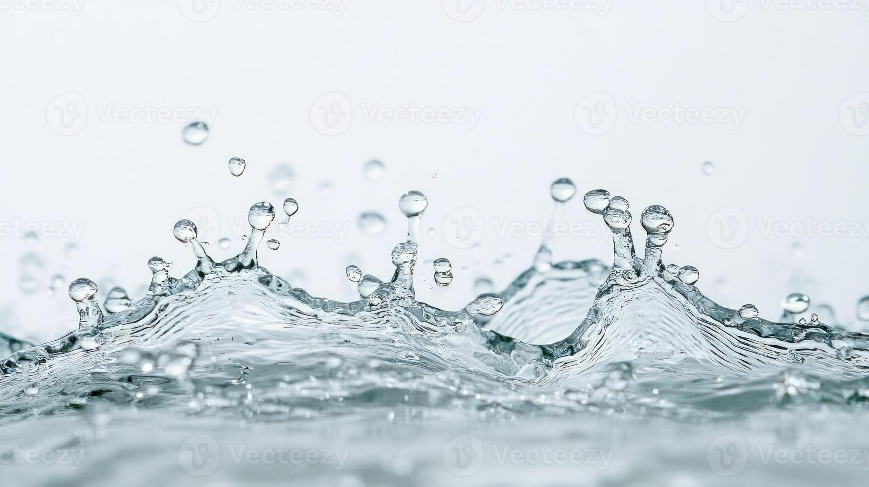 Droplets rise and fall, forming splashes on the surface of water with delicate and intricate patterns in motion photo
