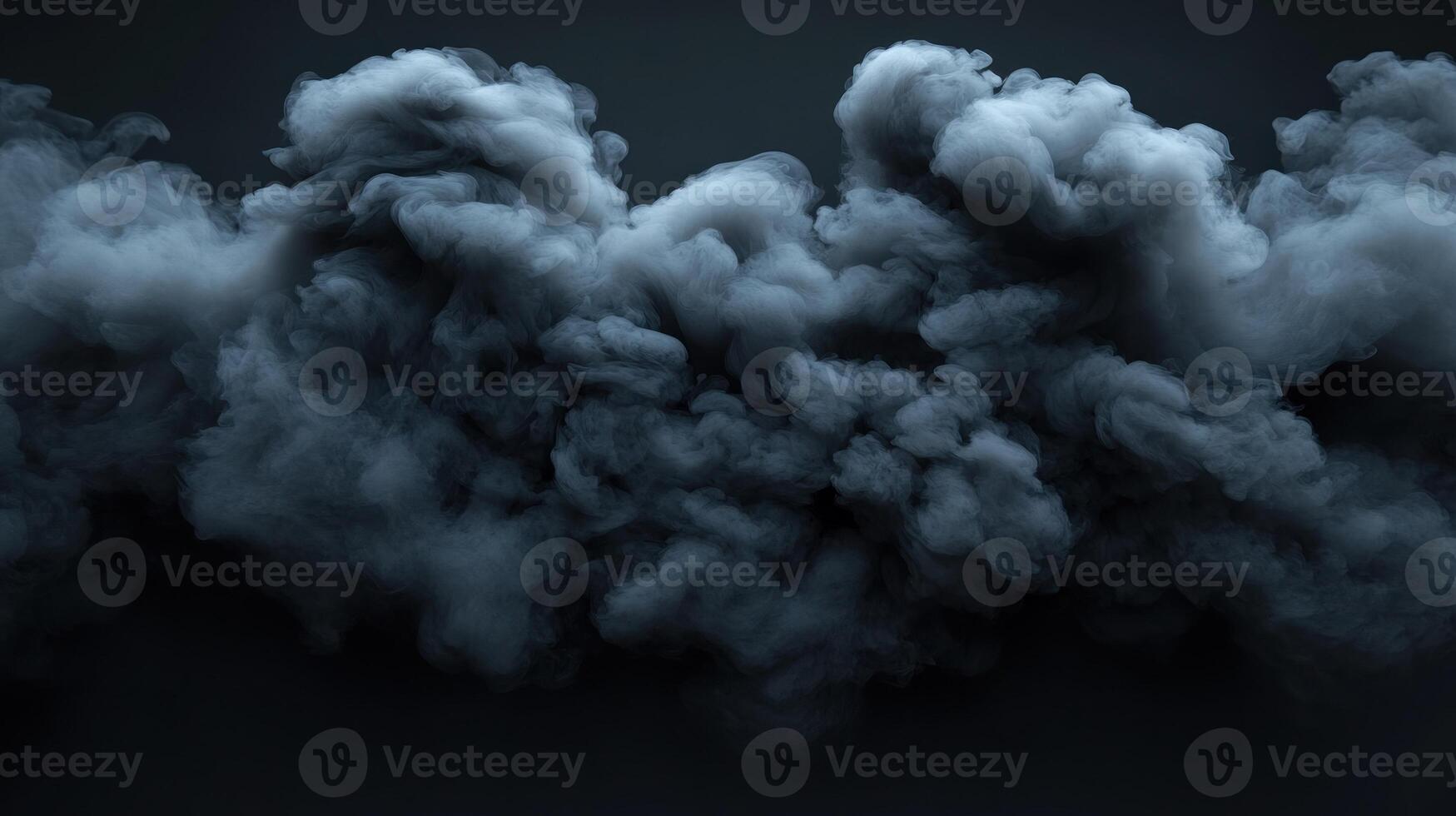 Thick gray smoke swirls gracefully in the darkness, enhancing the dramatic ambiance of the setting photo