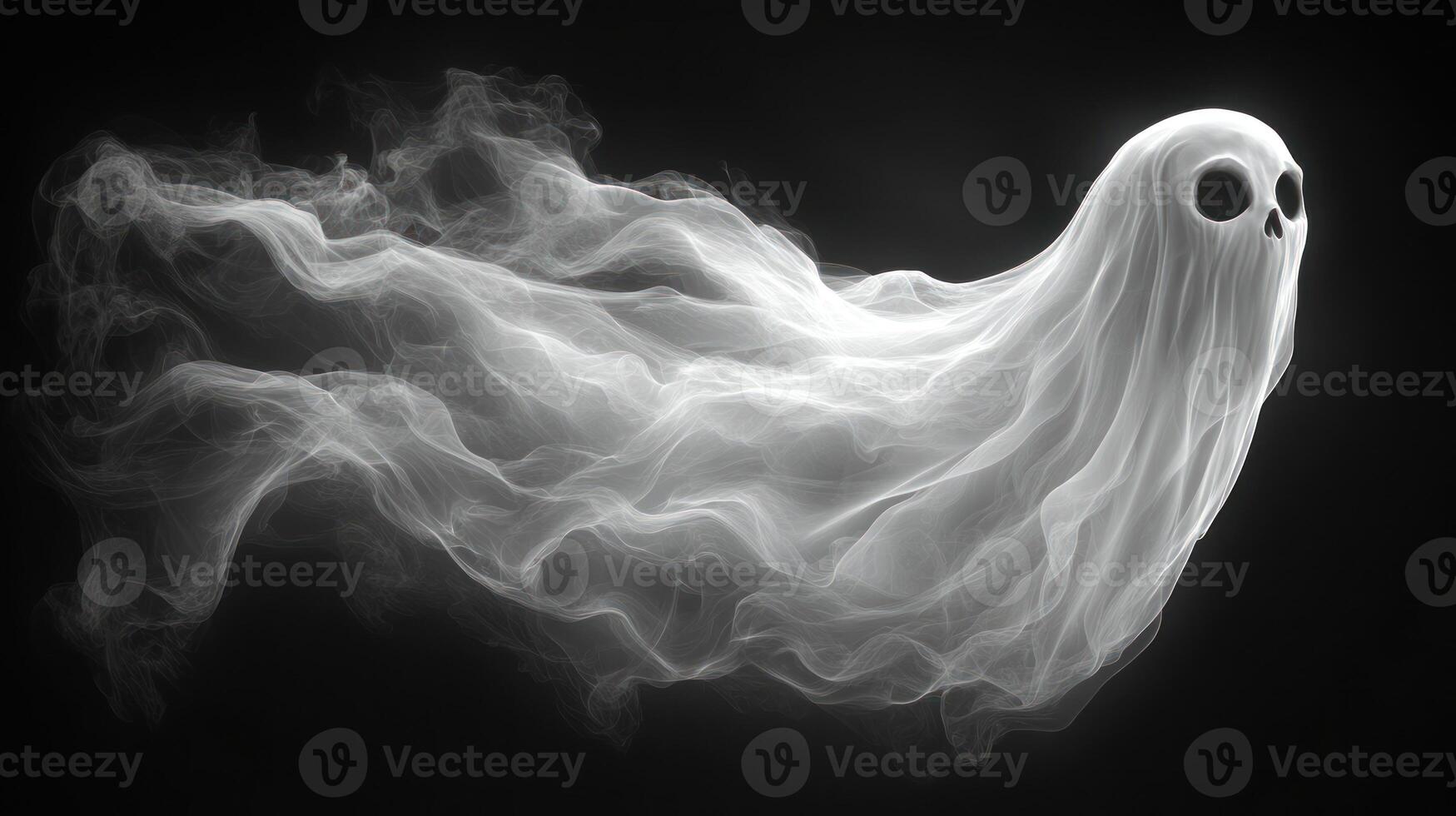 A ghostly figure glides through dark mist, creating an unsettling yet captivating presence photo