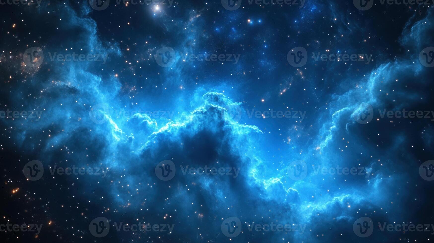 A stunning display of blue nebulas illuminated against a backdrop of countless twinkling stars in deep space photo