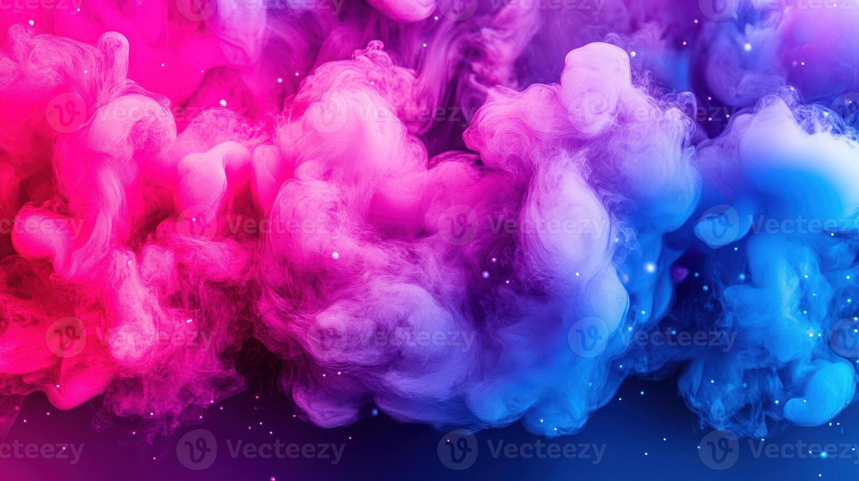 Colorful clouds of smoke blend seamlessly, creating a mesmerizing display of pink, purple, and blue hues photo